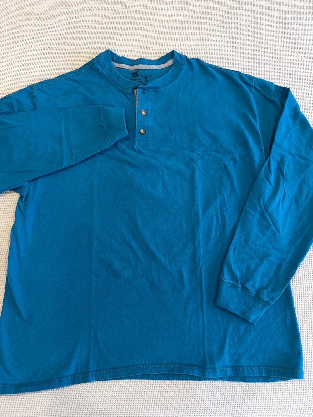 Men's Long-Sleeve Henley in Teal Blue